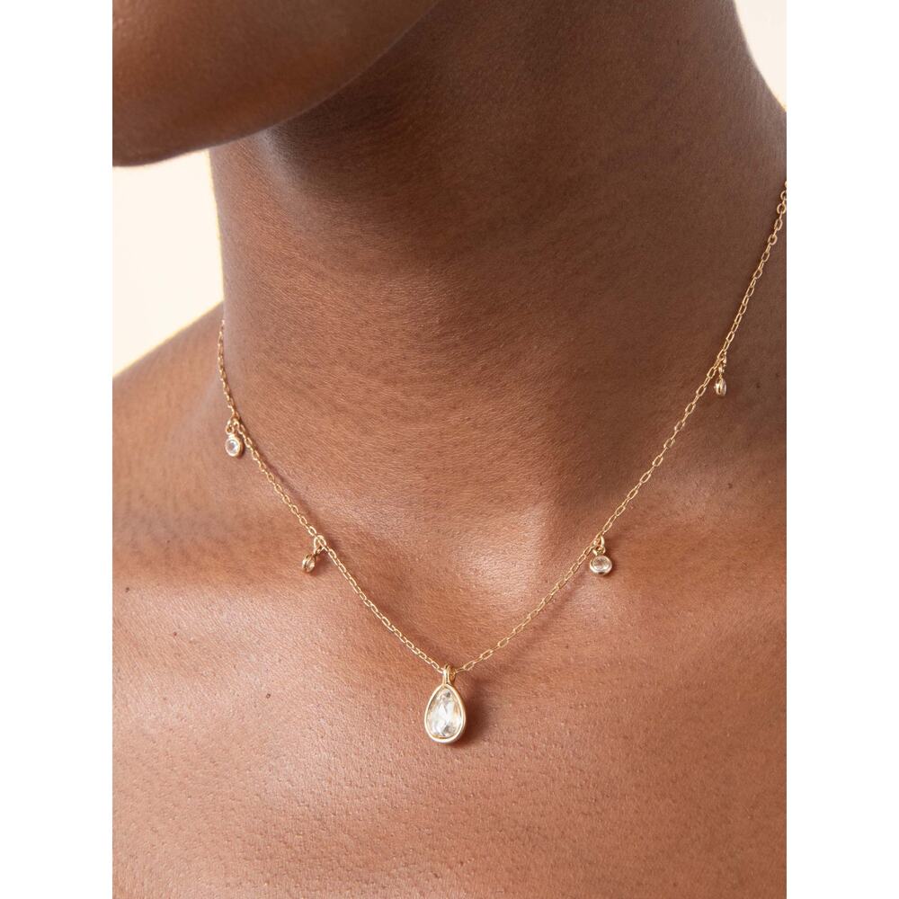 Ettika Dripping in Crystals Drop Necklace 18K Gold Plated Clear Crystal NEW